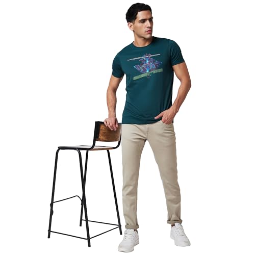 Image of Spykar Men's Slim Fit Round Neck Half Sleeve Solid Casual T-Shirt