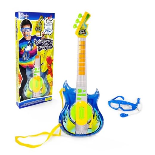 GUITARRA INFANTIL E MICROFONE CONECTA CELULAR MEGA COMPRAS (Azul)