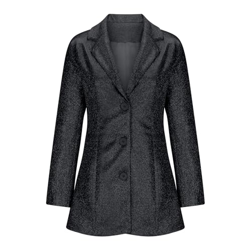 HGps8w Women's Sequins Blazer Dress Sexy Button Up Long Blazers Sparkle Suit Jackets Formal Evening Party Club Outfits3