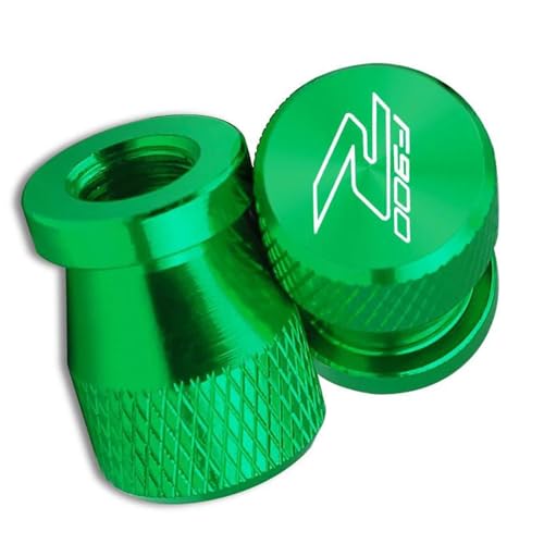 Accessoire moto BMW F900R vert avec bouchon de valve et potence