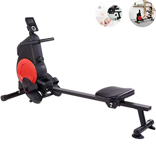Image of Home Foldable Rower,Magnetically Controlled Silent Rowing Machine, Home Aerobics Fitness Rowing Fitness Equipment, Simulated Water Resistance (Color : Black+Red, Size : 165 * 85cm)