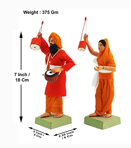 Niharika Collections Krishnanagar Handmade Clay Human Figure Gift & Decor (Folk Singer Couple)