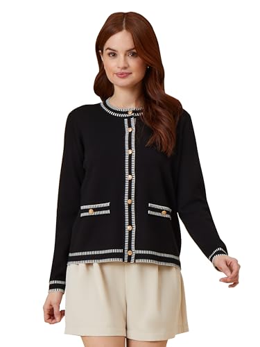 Adrianna Papell womens Crew Neck Cardigan With Stitch Detail