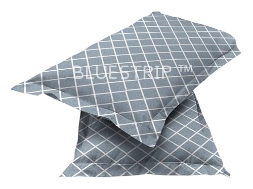 Image of Blue Strip 300 TC Cotton Feel Glace Cotton Flat Printed Queen Size Double Bed Bedsheet with 2 Pillow Covers,Size- 90 x 100 Inches
