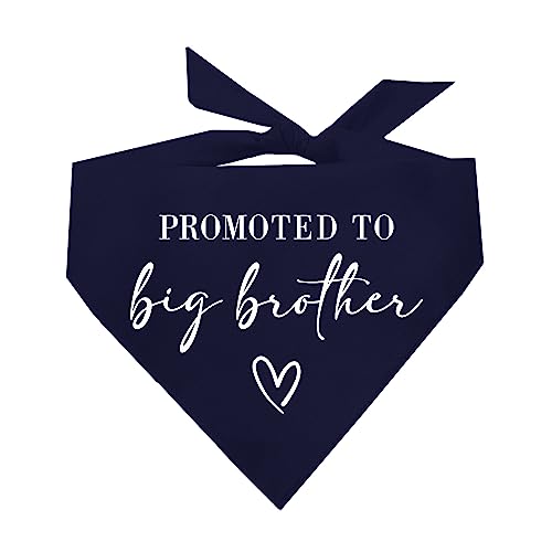 Image of Promoted to Big Brother Promoted to Big Brother Dog Bandana | 100% Cotton | Made in USA | Pregnancy Announcement Photoshoot Prop | New Baby | Gender Reveal | Navy One Size (637)