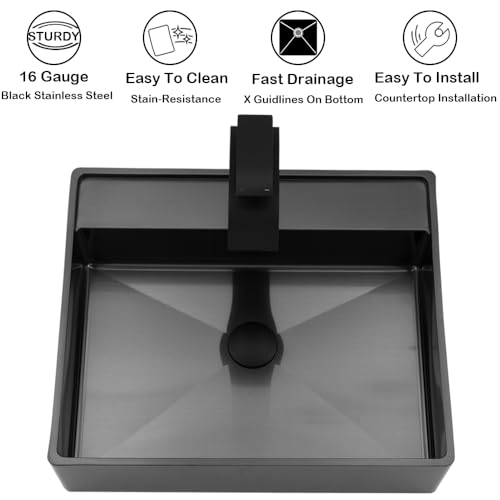 Swift Horse SHSET1613SBG Black Bathroom Vessel Sink thumb #6
