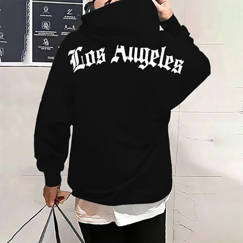 Mens Graphic Hooded Los Angeles California Novelty Pullover Hoodie Letter Print Casual Lightweight Drawstring Sweatshirt2
