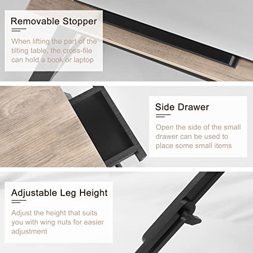 Jmlhmxc Bamboo Laptop Desk Bed Tray Table Adjustable Table For Computer Tilting Top Foldable Leg With Drawer #TOP7