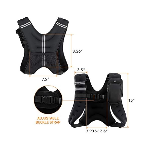 ZELUS Weighted Vest 12lb Weight Vest with Reflective Stripe for Workout, Strength Training, Running, Fitness, Muscle Building, Weight Loss, Weightlifting