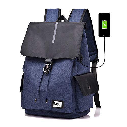 GQ-BAG Leisure Backpack School Rucksack with USB Charging Interface Drawstring Opening for Men