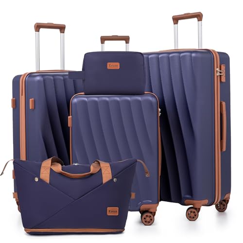 Eeeza Luggage Sets 5 Piece Suitcases with Wheels,ABS Hard Case Suitcases with Spinner Wheels,Durable...