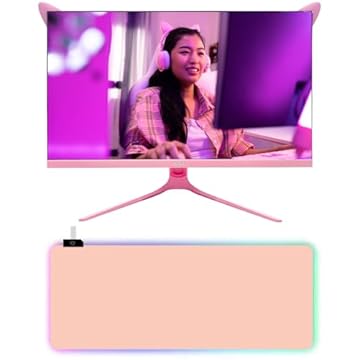 Kit Monitor Gamer Led Rosa 27" 100hz 1ms Full HD + Mousepad Gamer LED RGB 80x30CM Rosa
