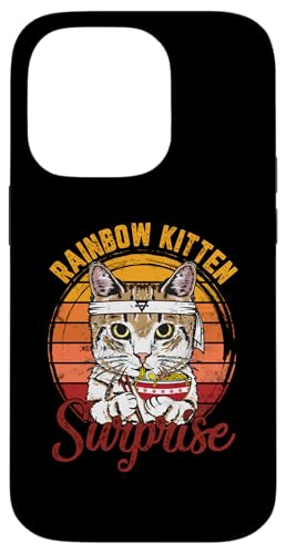 Carcasa para iPhone 14 Pro Animales Gatos Vintage Gato Arco Iris Gato Sorpresa & Ramen