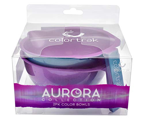 Colortrak Sc Aurora Bowls, Stackable Color Bowls With Non-Slip Rubber Bottom, Easy-Pour Spout Lip, Shimmer Gradient Design, Color Grid With Milliliter Measurements, 2 Bowls #TOP2