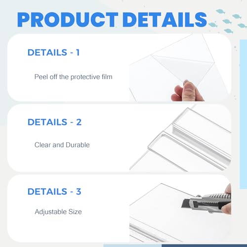 Image of Sieral Aquarium Polycarbonate Canopy Set 23.07 x 11.69 x 0.12 Inch for 15 /20H /55 Gallon Without Center Brace Aquariums Cover Fish Tank Lid with a Hook Knife, Clear