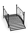 Outvita 3.3FT Black Metal Garden Bridge for Outdoor, Elegant Decorative Bridge with Powder-Coated Finish and Security Guardrail for Patio Pond Backyard Landscaping