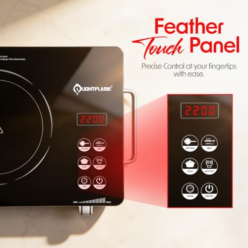 Image of Premium Fusion Glow 2200 Watt Touch Panel Infrared Induction Cooktop with Preset Cooking Functions | Use with All Utensils | 1 Year Warranty | Radiant | Stainless Steel