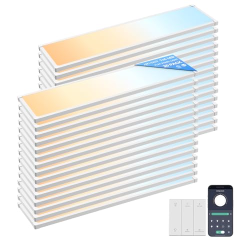 Image of AIKVSXER 1x4 LED Flat Panel Light Surface Mount, 2.4G Switch & App, 30 Pack