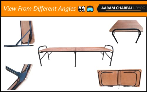 Image of Plywood Folding Bed Cot for Sleeping Space Saving Heavy Metal Frame| Portable | Multipurpose | Lightweight (Brown) (Round, 2.5X6 ft or 30X72 inch)