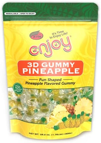 Enjoy Hawaii Snacks 3D Gummy Pineapple Large 28.2 ounce bag