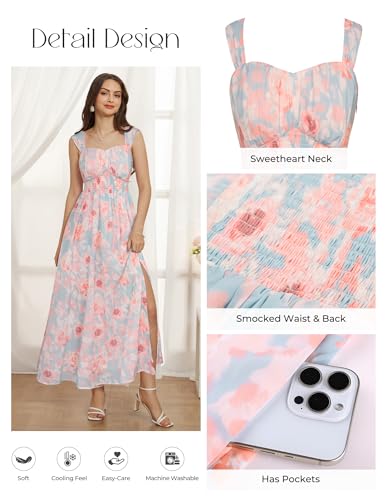 Image of GRACE KARIN 2026 Women's Summer Floral Wedding Guest Dress,Beach Flowy A Line Maxi Off Shoulder Bridesmaid Dresses