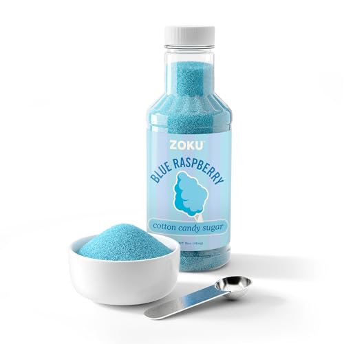 Image of ZOKU Cotton Candy Sugar Set, Includes 16 oz. Blue Raspberry and 16 oz. Pink Vanilla Cotton Candy Sugar Flavors for Homemade Treats