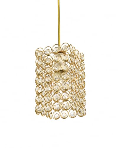 Image of Homesake Crystal Pendant Ceiling Light | Gold Metal Hanging Lamp with Crystal Ring Shade | Modern Luxury Chandelier for Living Room, Dining Room, Bedroom, Hallway & Balcony | E27 Holder