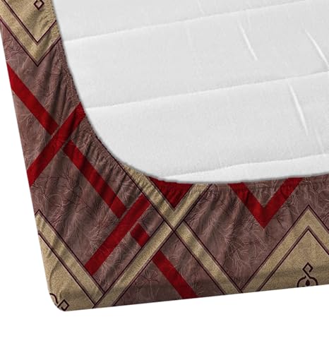 Image of DECORUM Glace Cotton Fitted 1 Bedsheet King Size (72 inchx78 inch) | All Around Elastic | Cotton Feel | 2 Pillow Covers (17 inchx27 inch) | Fits Up to 8 inch Mattress | 200-220 TC | Printed Double Bed Sheet Set