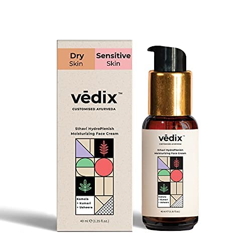 Vedix Sthavi HydroPlenish Moisturizing Face Cream For Dry/Sensitive Skin With Lotus, Aloe Vera and Usheera l Customized Ayurvedic Face Moisturizer – 40 ml