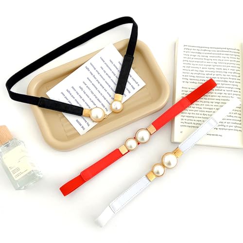 Stretchy Waist Chain Pearls Golden Buckle For Women Casual Wear Decorative Belt Skinny Belt Dress Accessories4