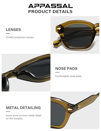 Image of Appassal Small Retro Square Sunglasses for Women Mens Rectangle Sunnies AP3680