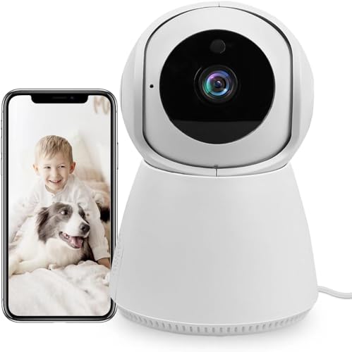 FOUAVRTEL Indoor Security Camera Smart WiFi 1080p HD Pan/Tilt Wireless 2.4GHz Dog Camera with Night Vision Motion Detection 2-Way Audio for Baby Monitor/Pet Camera