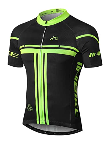 INBIKE Maglia Ciclismo Traspirante Estivi Abbigliamento MTB con Manica Corta Traspirante Asciugatura Rapida Magliette Mountain Bike Uomo(Verde,L)