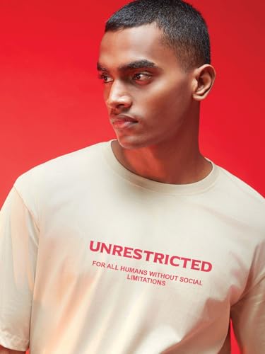 Image of Veirdo Cotton Drop Shoulder Round Neck Oversized Baggy Fit Front & Back Graphic Printed Half Sleeve T-Shirt Men (Available in from S to 2XL)