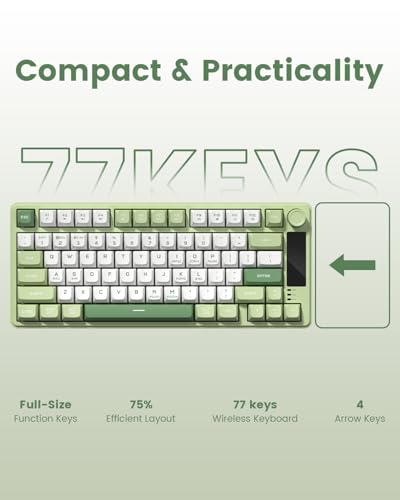 Image of Womier DK75 75% Wireless Gaming Keyboard, RGB Backlit Creamy Keyboard, Multi-Function Button and Display, Three Modes 2.4GHz /USB-C /BT5.0, Anti-ghosting Conflict Free Silent Membrane for MAC Windows