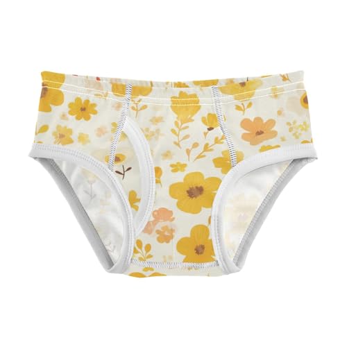 KLL Flower Pink Yellow Boys Toddler Cotton Boxer Briefs Breathable Undies