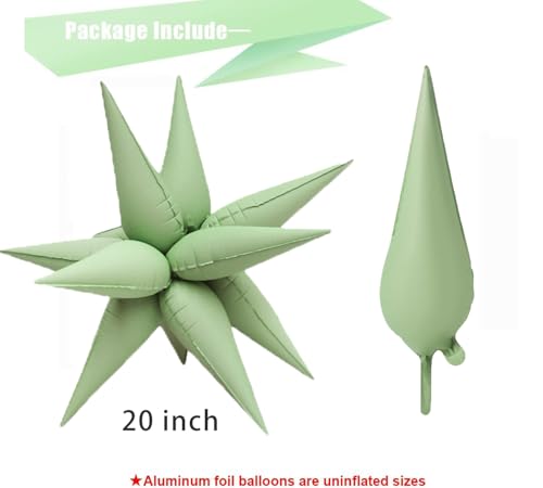 Image of 50pcs Matte Green 20' Water Drop Foil Cone Mylar Balloons Matte Green Star Balloons Explosion Star for Girls Boys Birthday Party Wedding Baby Shower Party Decor