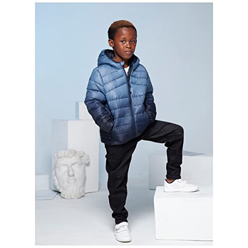 Image of Rokka&Rolla Boys' Reversible Lightweight Water-Resistant Puffer Jacket | Lightweight Breathable Reversible Puffer Makes A Hooded Winter Coat For Boys To Wear During Cold Weather Activity