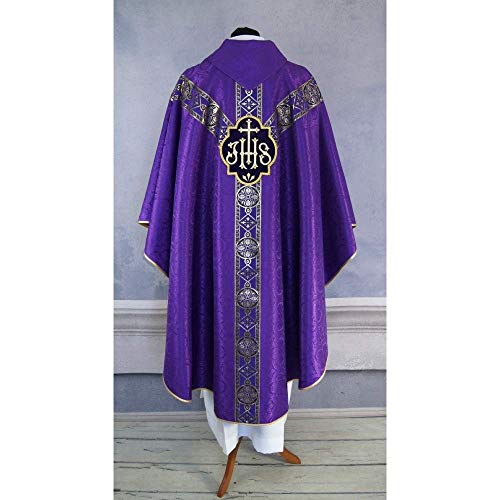 Vestment Purple - Semi Gothic style Chasuble with a matching stole, Vestments for Priest, Catholic Vestments, Liturgical Chasuble.3
