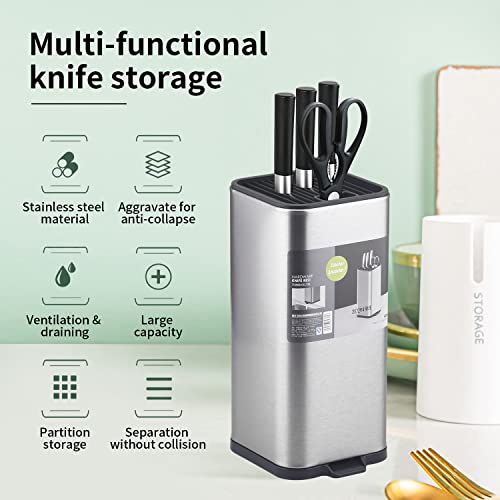 Knife Holder, Stainless Steel Knife Holder For Kitchen Counter, Detachable Knife Block Storage Organizer, Modern Knife Holder (Knives Not Included) #TOP1