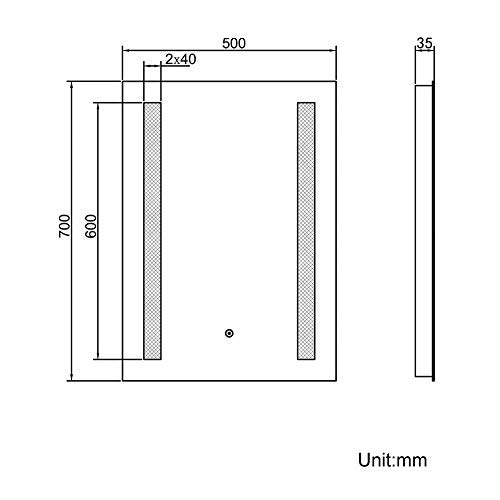 ELEGANT Wall Mounted Illuminated LED Backlit Bathroom Mirror with Lights Sensor Touch control with Demister Pad