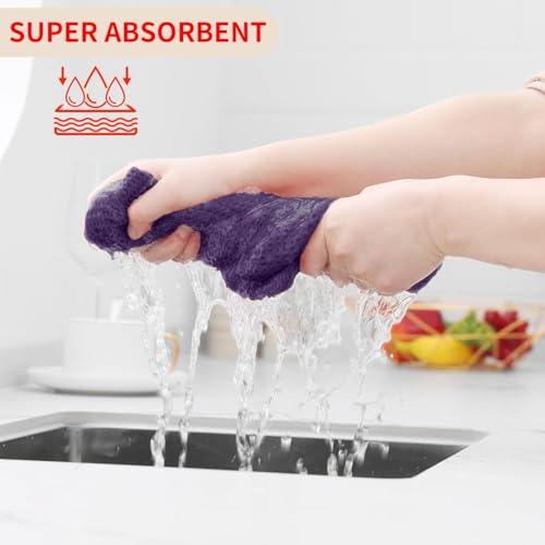 Image of Homaxy 100% Cotton Waffle Weave Kitchen Dish Cloths, Ultra Soft Absorbent Quick Drying Dish Towels, 12 x 12 Inches, 24-Pack, Eggplant