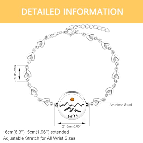 Image of Uloveido Stainless Steel Heart Chain Link Bracelet - Religious Inspirational Mustard Seed Charm Bracelet for Women Lady Y4431