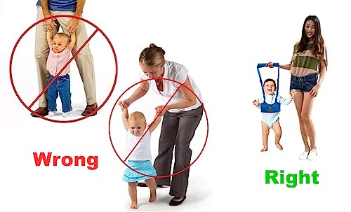 Image of Baby Walking Harness - Handheld Kids Walker Helper - Toddler Infant Walker Harness Assistant Belt - Child Learning Walk Support Assist Trainer Tool - for 7-24 Month Old (Blue)
