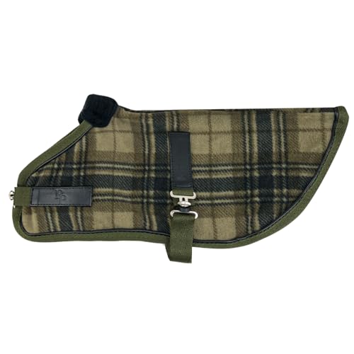 Pet Passion Preston II - The Polar Fleece Coat, Recycled Polar Fleece Warm Dog Jacket for Cold Weather for Small, Medium, Large Dogs​, Olive Chesterfield Plaid, Small (10-25 lbs)