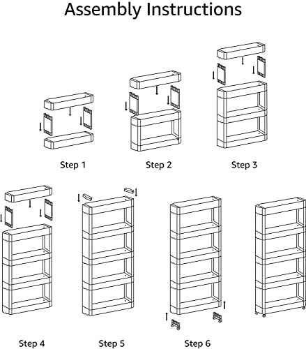 Image of 5 Layer Storage Organizer Slim Rack and Shelf with Wheels for Easy Slide| Unbreakable Plastic, white