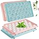 4 Pack Mini Runde Eiswürfelformen mit Deckel Klein Eiskugelform für Gefrierschrank Eiskugelformer Silikon Eiswürfelbehälter mit Deckel Ice Cube Tray Mold für 132 Stk für Bier, Kaffee, Saft Blau/Rosa