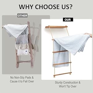 5-Layer Wooden Blanket Ladder, 2-in-1 Towel Racks Blanket Quilt Towel Holder Rack Decorative Ladder, Storage Ladder Quilt Rack Blanket Holder, Ladder Shelves for Bathroom,Living Room,Bedroom 5 Layer Wooden Blanket Ladder 2 in 1 Towel Racks Blanket Quilt Towel Holder Rack Decorative Ladder Storage Ladder Quilt Rack Blanket Holder Ladder Shelves for BathroomLiving RoomBedroom