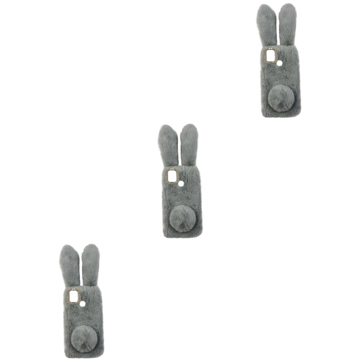 Uonlytech 3piezas Funda De Teléfono De Peluche y Resistente Carcasa Protectora Diseño Adorable para Material TPU Detalles De Strass y Forro De Conejito Fácil Acceso Puertos y