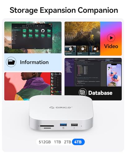 Image of ORICO MiniMate SE Mac mini M4 512GB Storage & Docking Station, External SATA SSD (Non-Removable) 5Gbps(480MB /s), USB A*4, USB-C, SD /TF 3.0, 3.5mm Audio, Includes 2 Cables - M4SE
